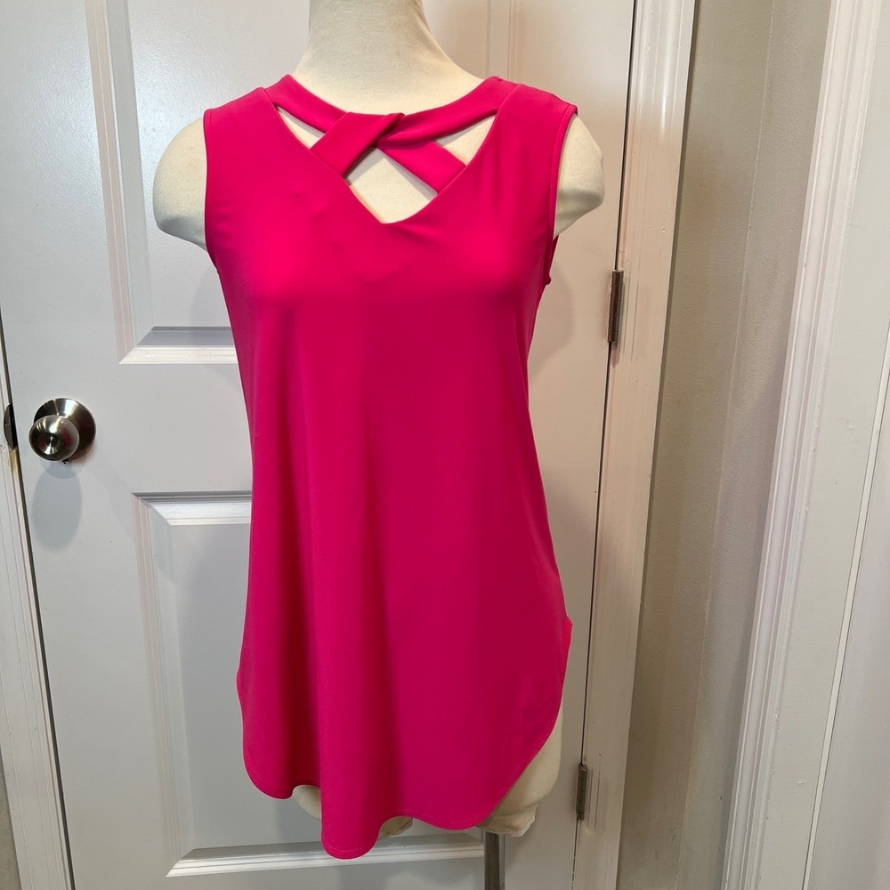 Joseph‎ Ribkoff Womens Sleeveless Top Crisscross V-Neck Pink Size 4